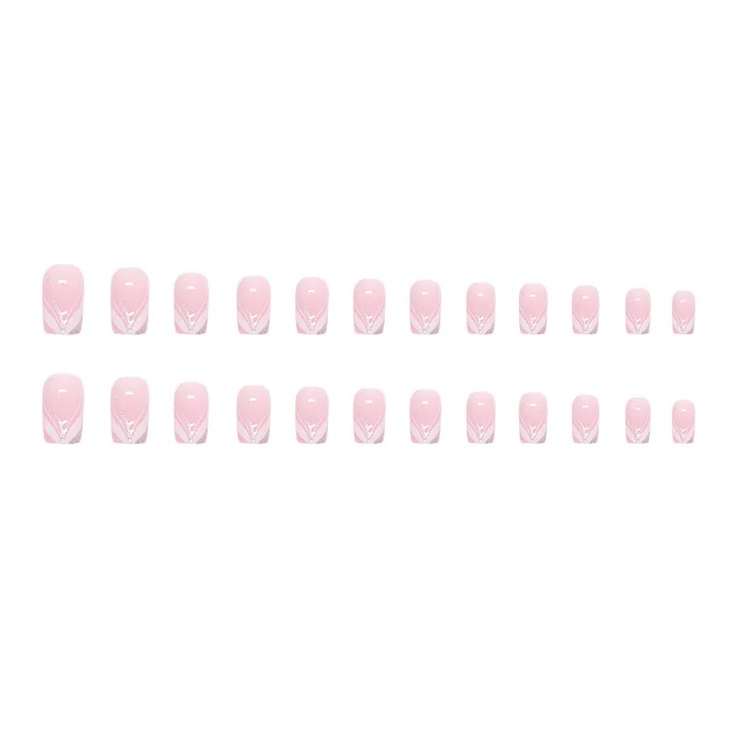 Nailhour Square Pink 24Pcs Wedding Office Press On Nails