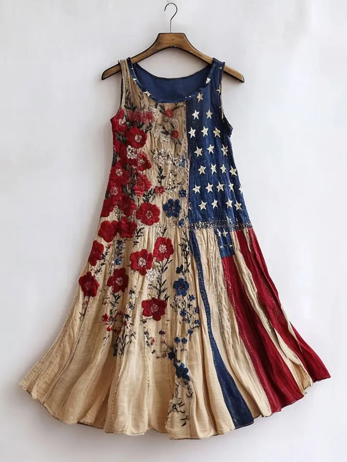 Women'S Flag Printed Casual Dress