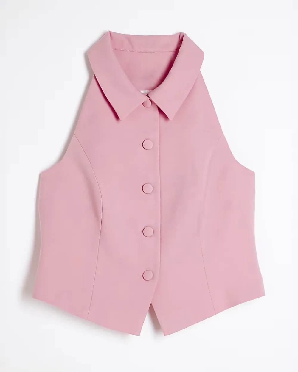 Women's Elegant Pink Sleeveless Lapel Tank Tops