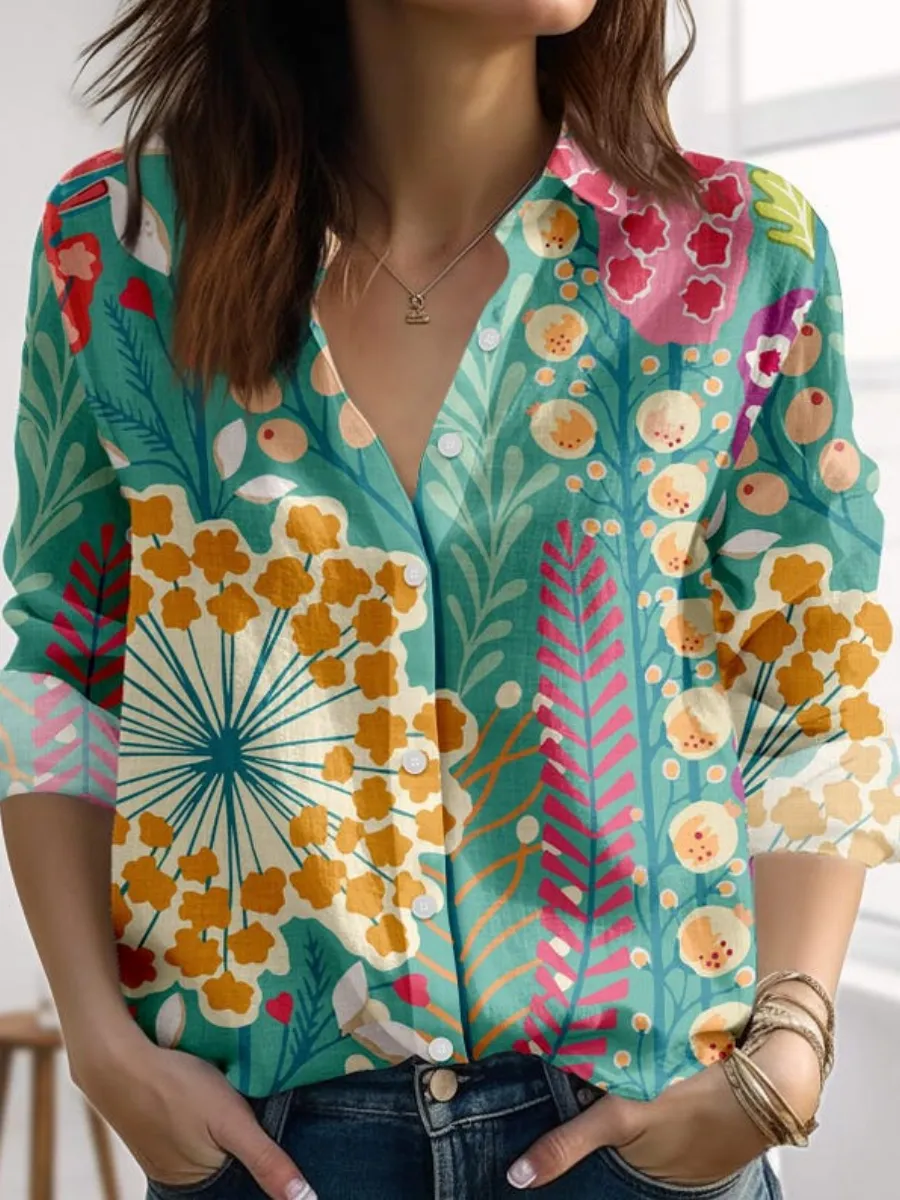 Vibrant Floral Long Sleeve Shirt