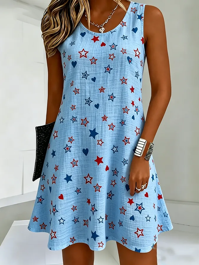 Women'S 250Th Anniversary Plant Flower Cotton And Hemp Printed Dress