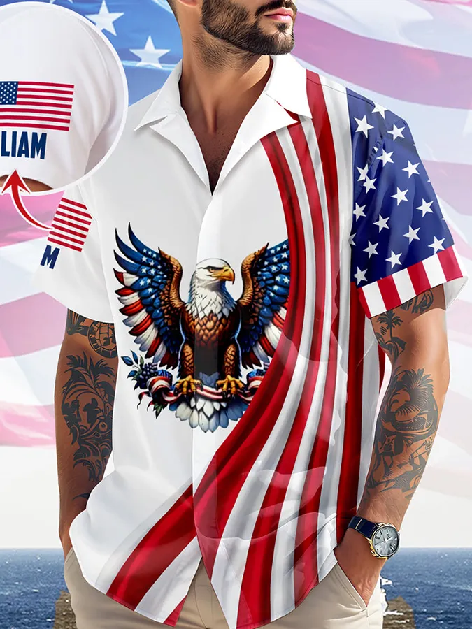 Men's  250 Years Day Printed Casual Collar Shirt