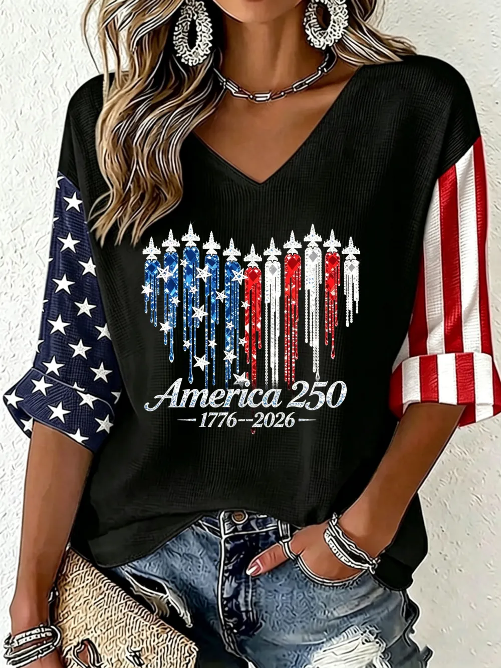 Women'S Leisure 250Th Anniversary Commemorative Waffle T-Shirt