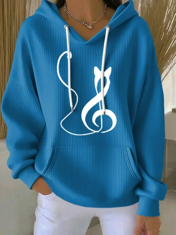 Casual Cat Graphic Hoodies