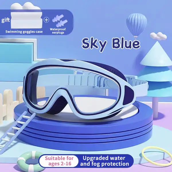 🏊‍♂️ ✨HD children's large frame waterproof and anti-fog swimming goggles|fit for kids ages 2-16.
