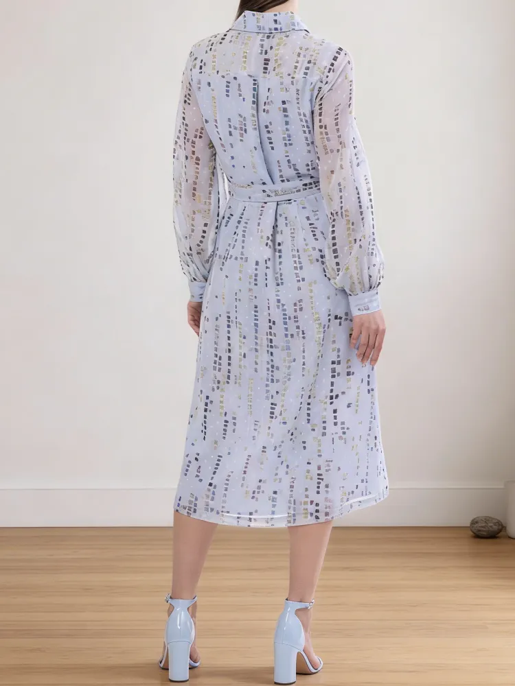 Tied Waist Long Sleeve Dress