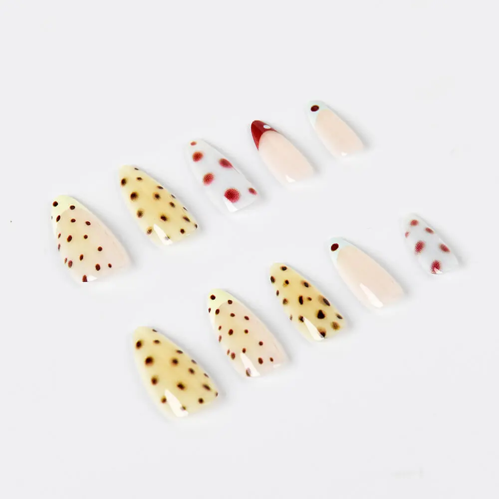 Nailhour 30Pcs French Autumn Medium Almond Press On Nails