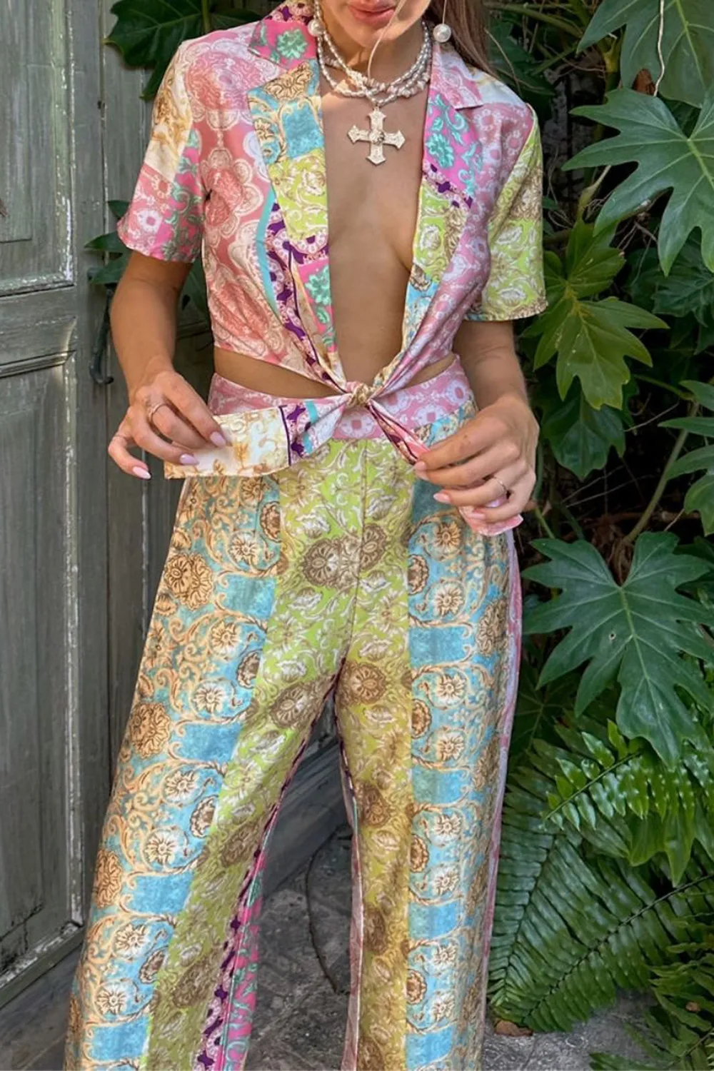 Casual Multicolor Floral Pants