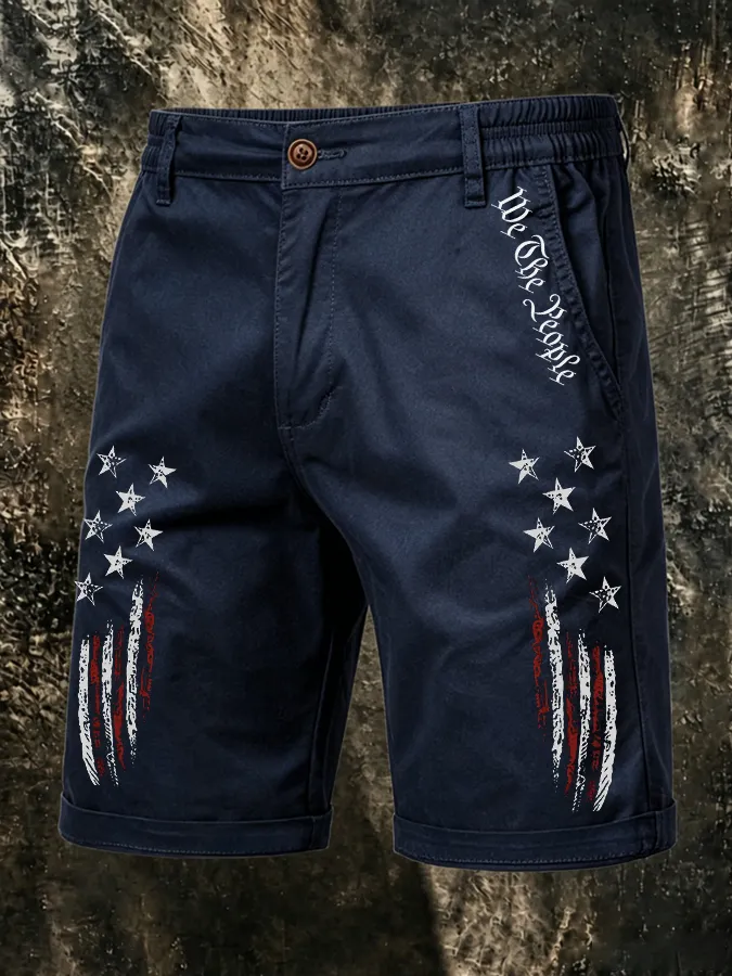 Men's Retro American Flag Independence Day Printed Shorts