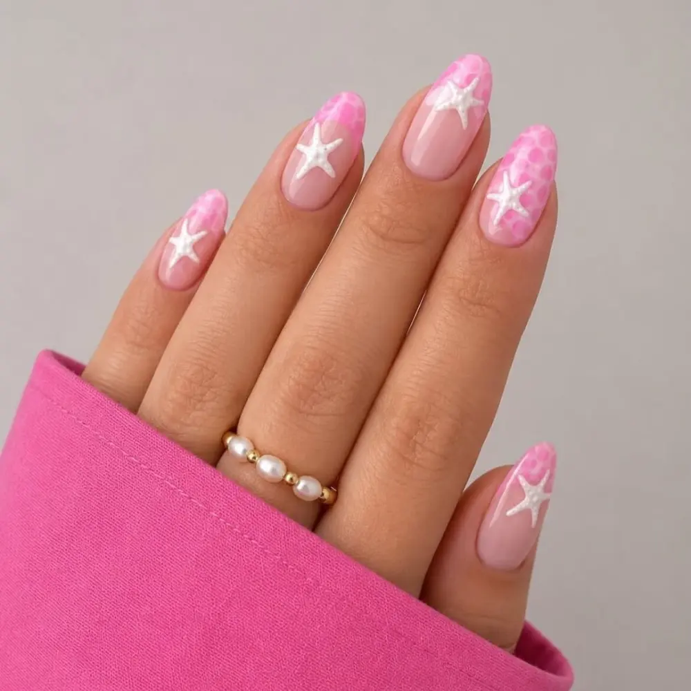 Nailhour 24Pcs Pink Vintage Medium Almond Press On Nails
