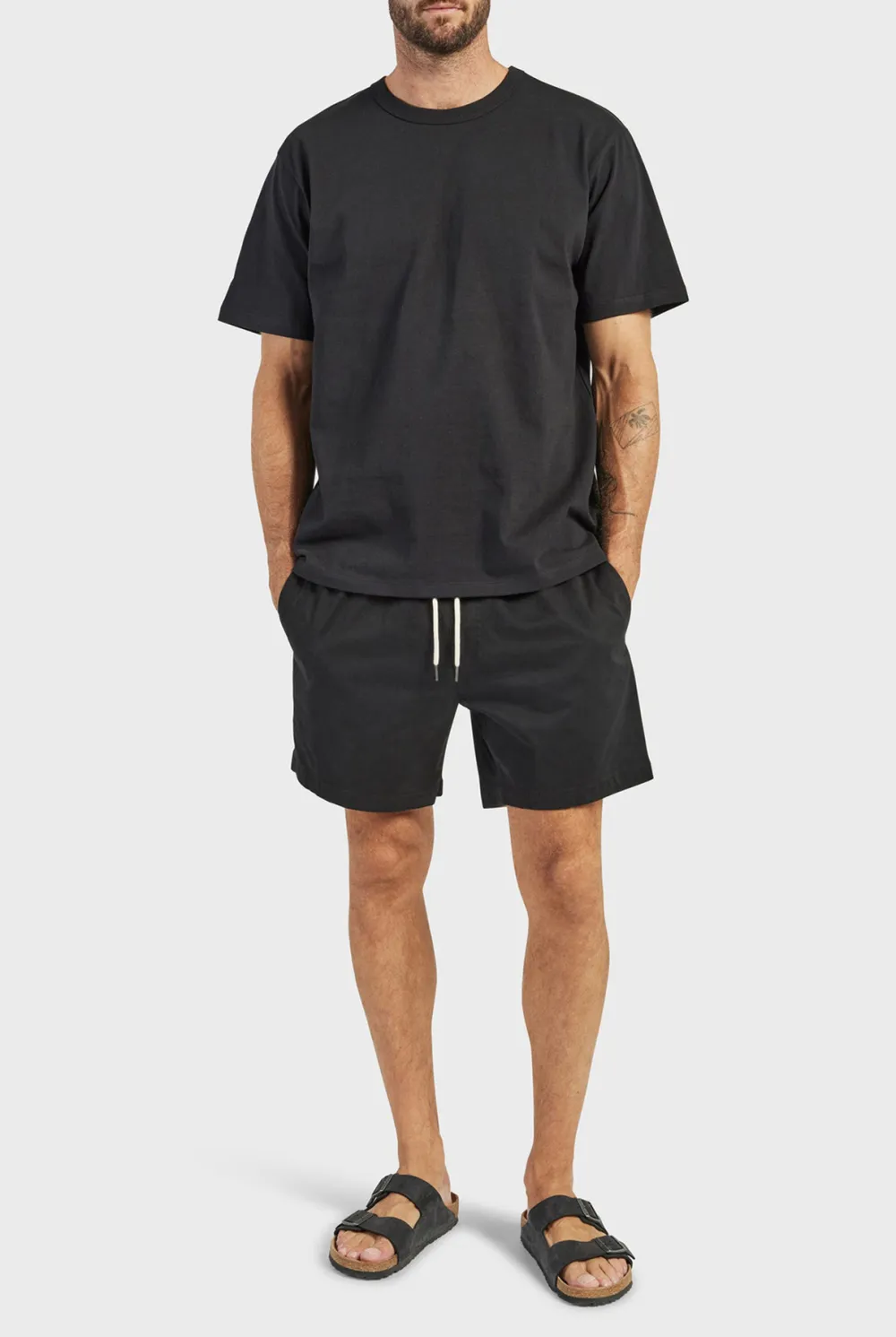 Black Cotton Drawstring Shorts