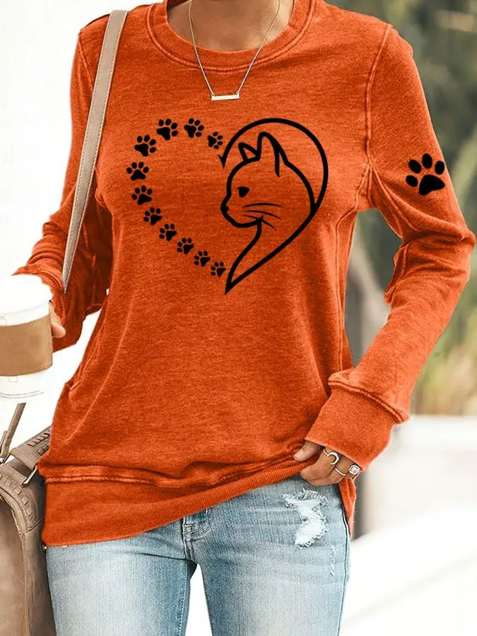 Women's Heart Paw Print Sweatshirt
