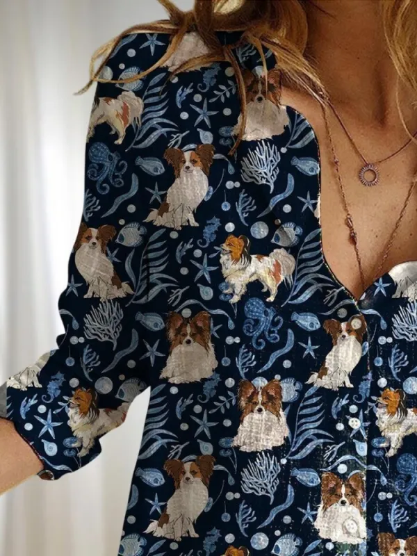 Dog & Ocean Print Shirt