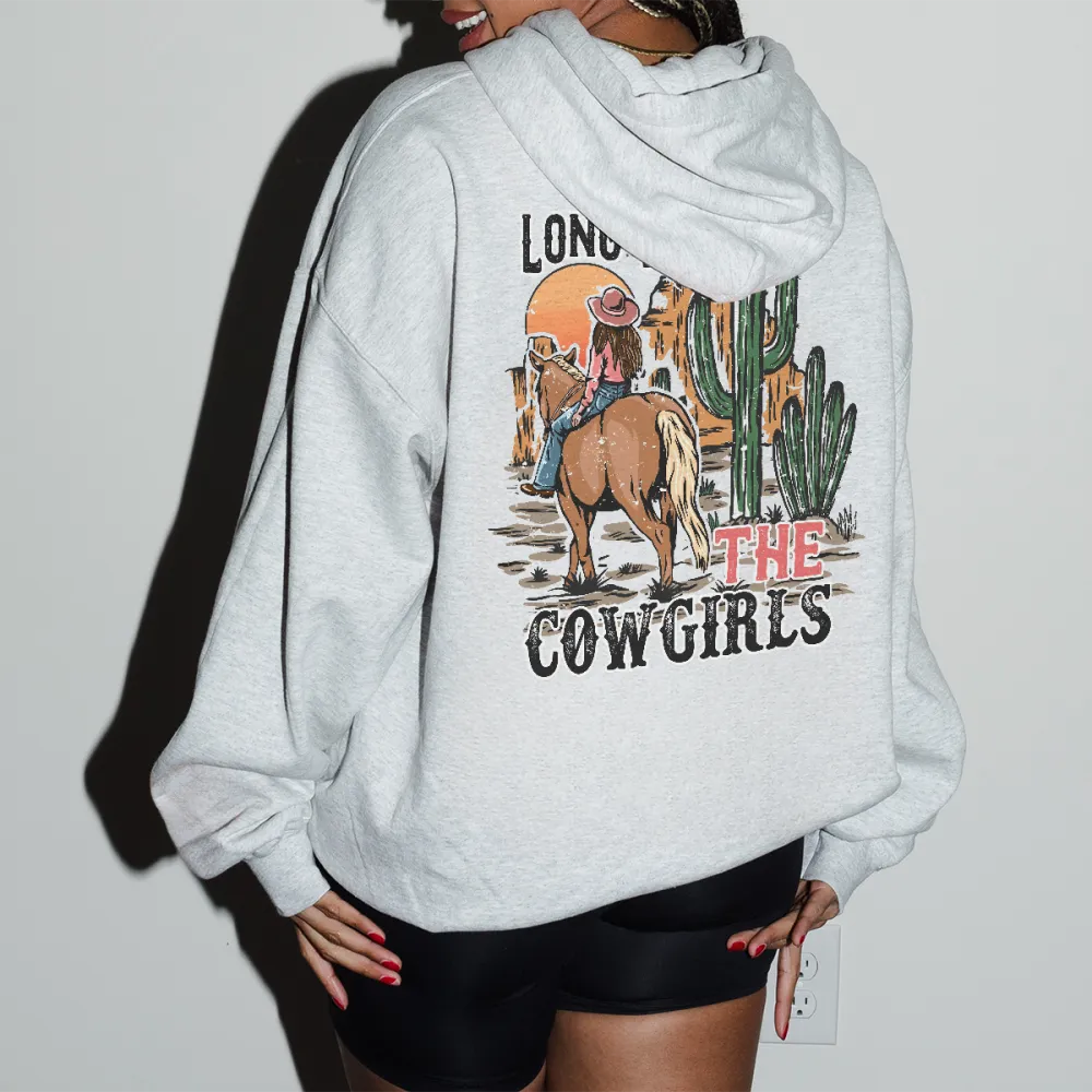Cowboy And Sunset Combination Pattern Casual Hoodies