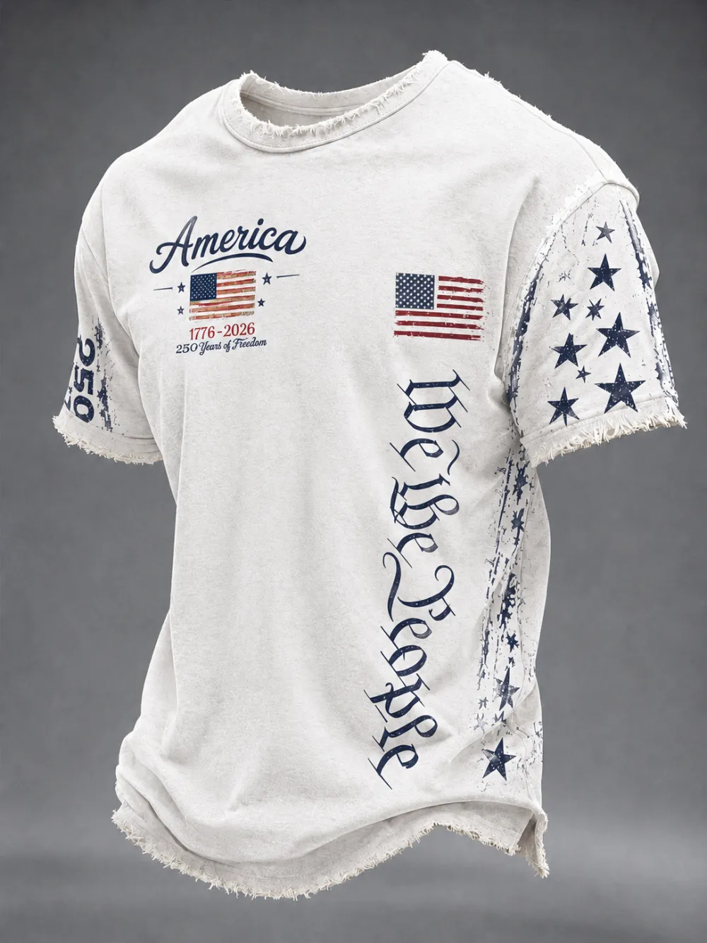 Men's 250Th Anniversary Printed Round Neck Short Sleeve T-Shirt From The United States