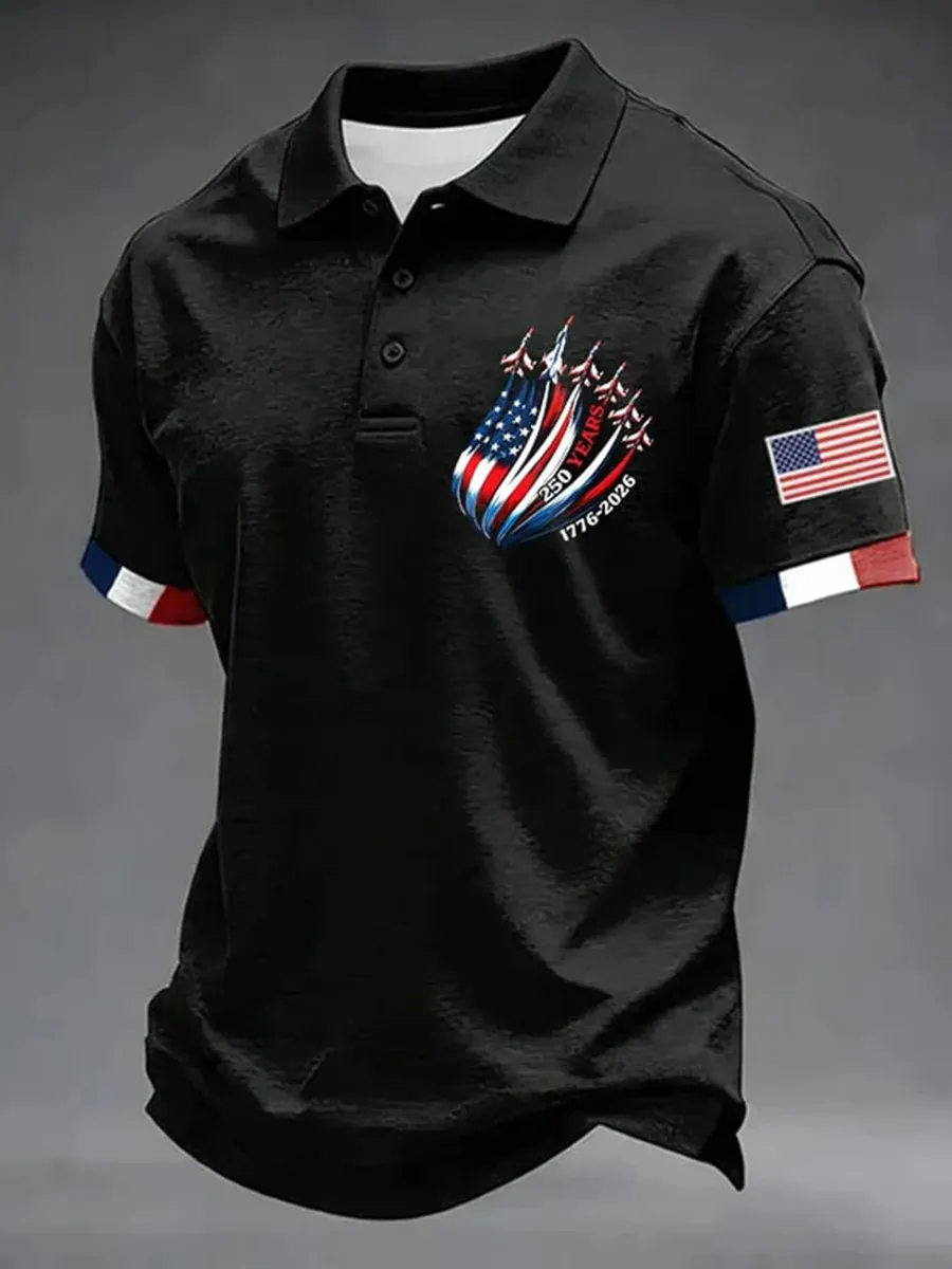 Men's Casual U.S. 250th Anniversary Print Polo Shirt
