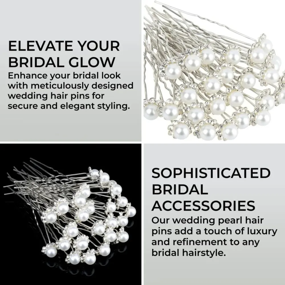 Forty-Piece U-Shaped Pearl Metal Hair Clips Set