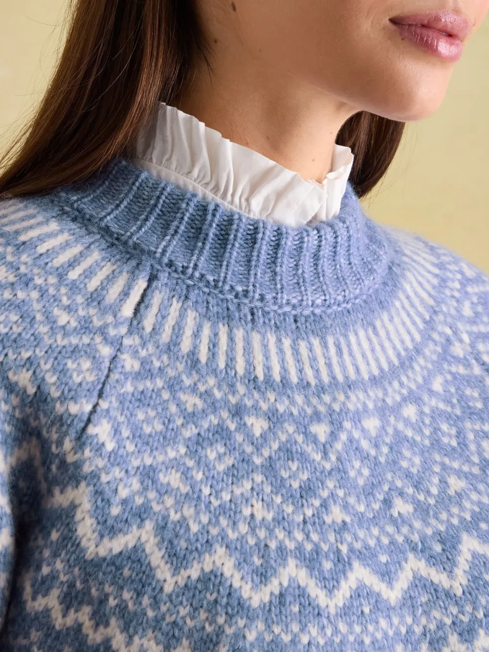 Cream Crew Neck Fairisle Pattern Jumper