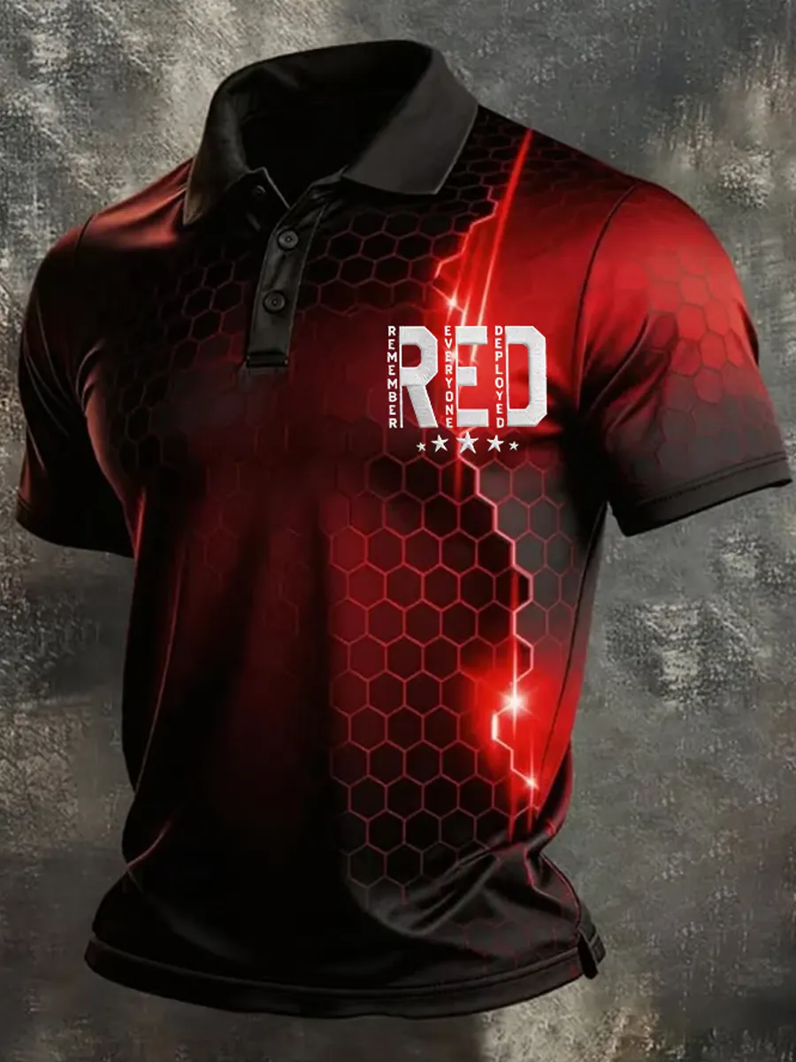 Men'S Red Friday Anniversary Printed Polo Shirt