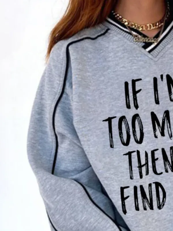 Contrast Color V-Neck Sweatshirt