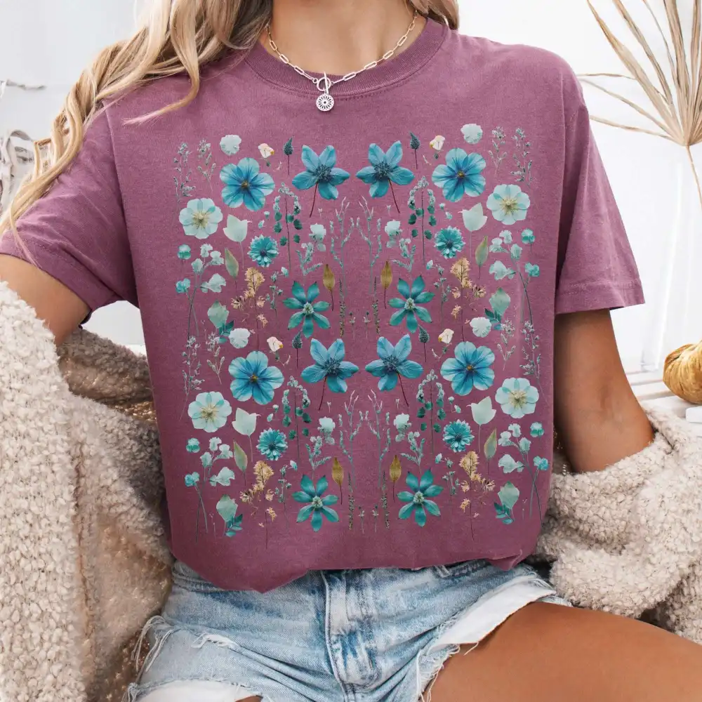 Vintage Turquoise Wildflower Tee