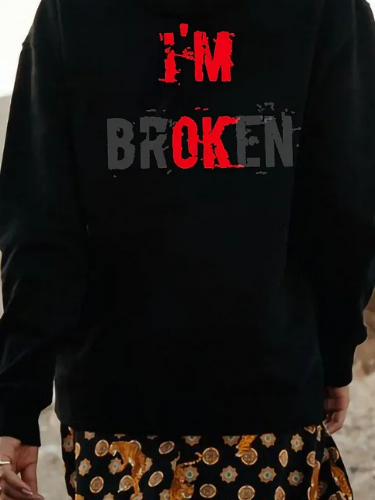 Back Text Dropped Shoulder Hoodie