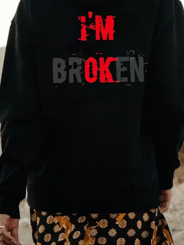 Back Text Dropped Shoulder Hoodie