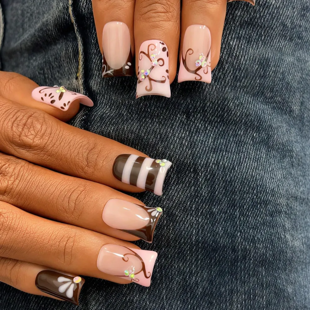 Nailhour 10Pcs Handmade Medium Duck Y2K Duck Billed Pink Press On Nails