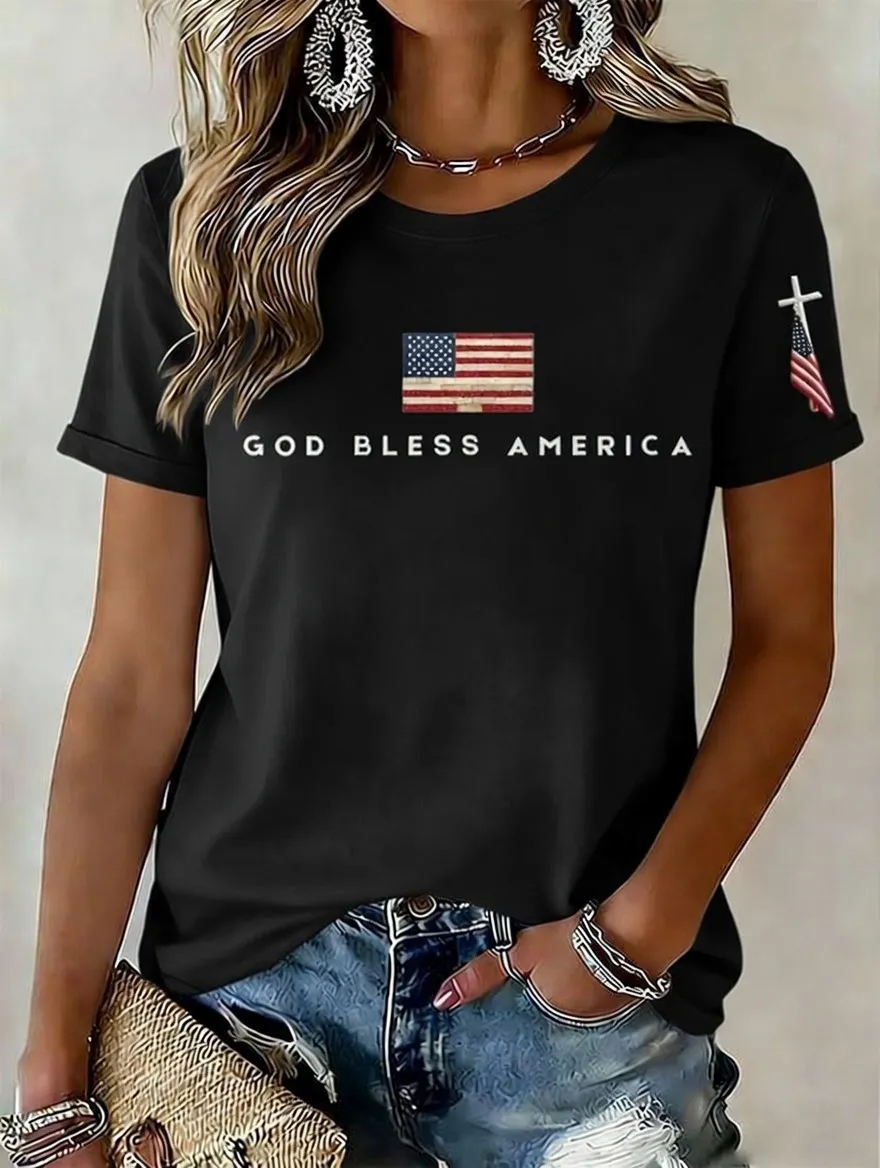Women's American Independence Day 250th Anniversary Printed Short sleeved T-shirt