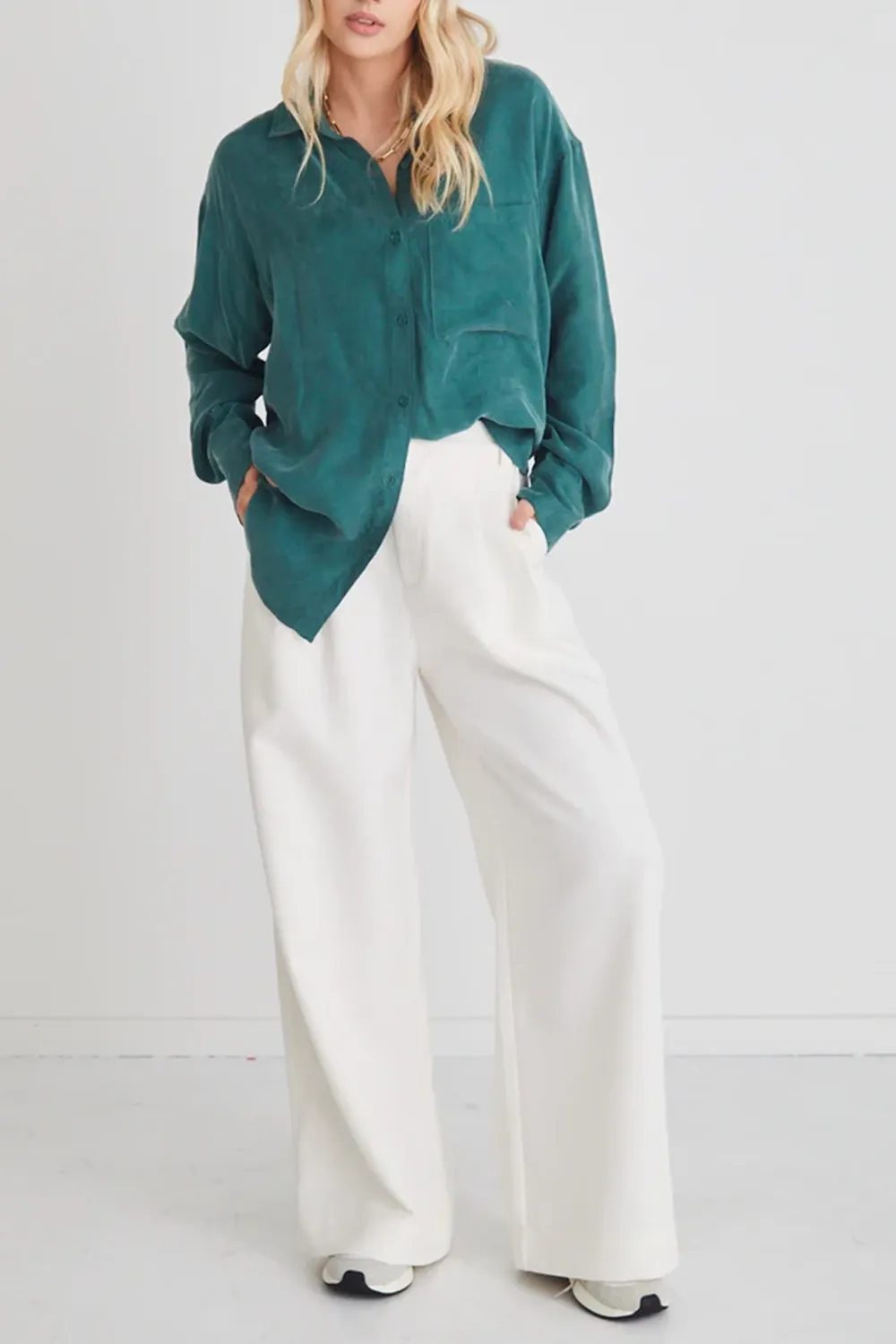 Forest Cupro Oversized Long - Sleeve Shirt