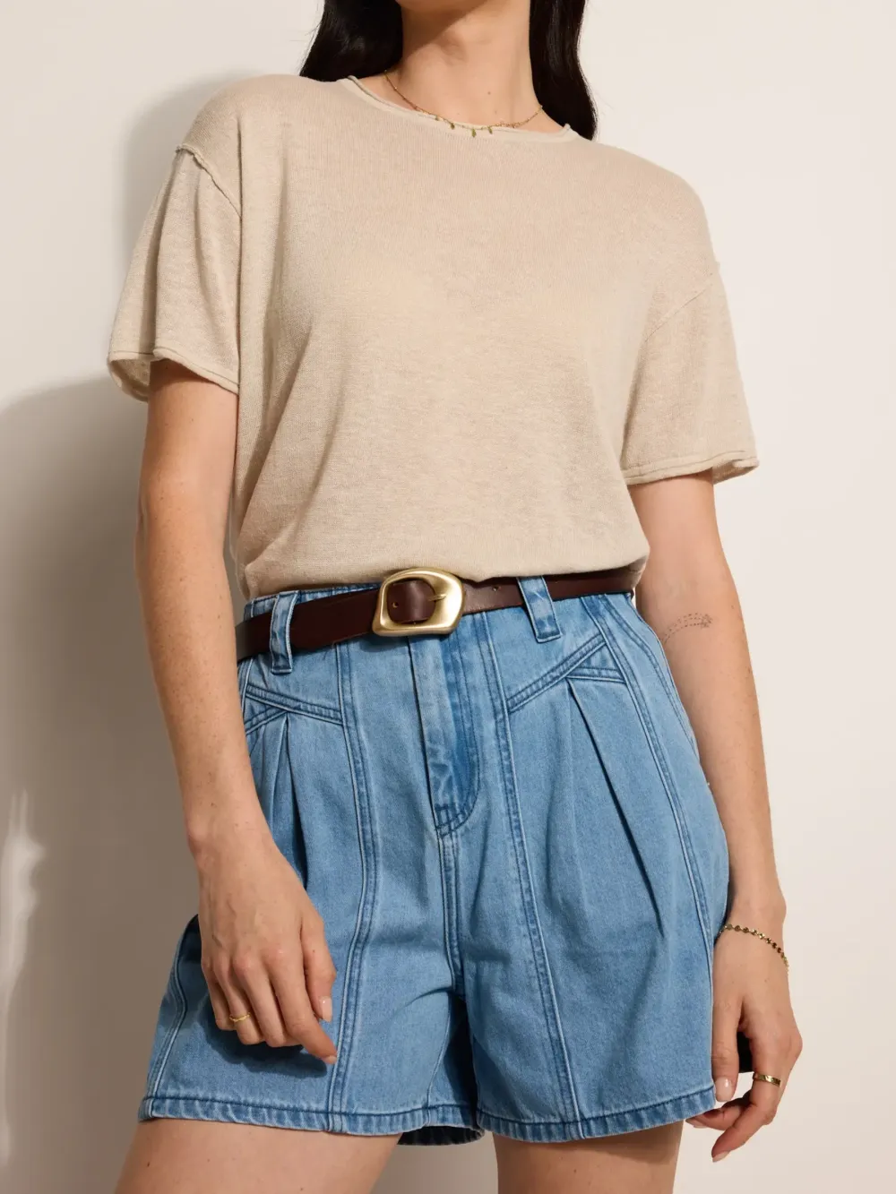 Mid Wash Denim Shorts