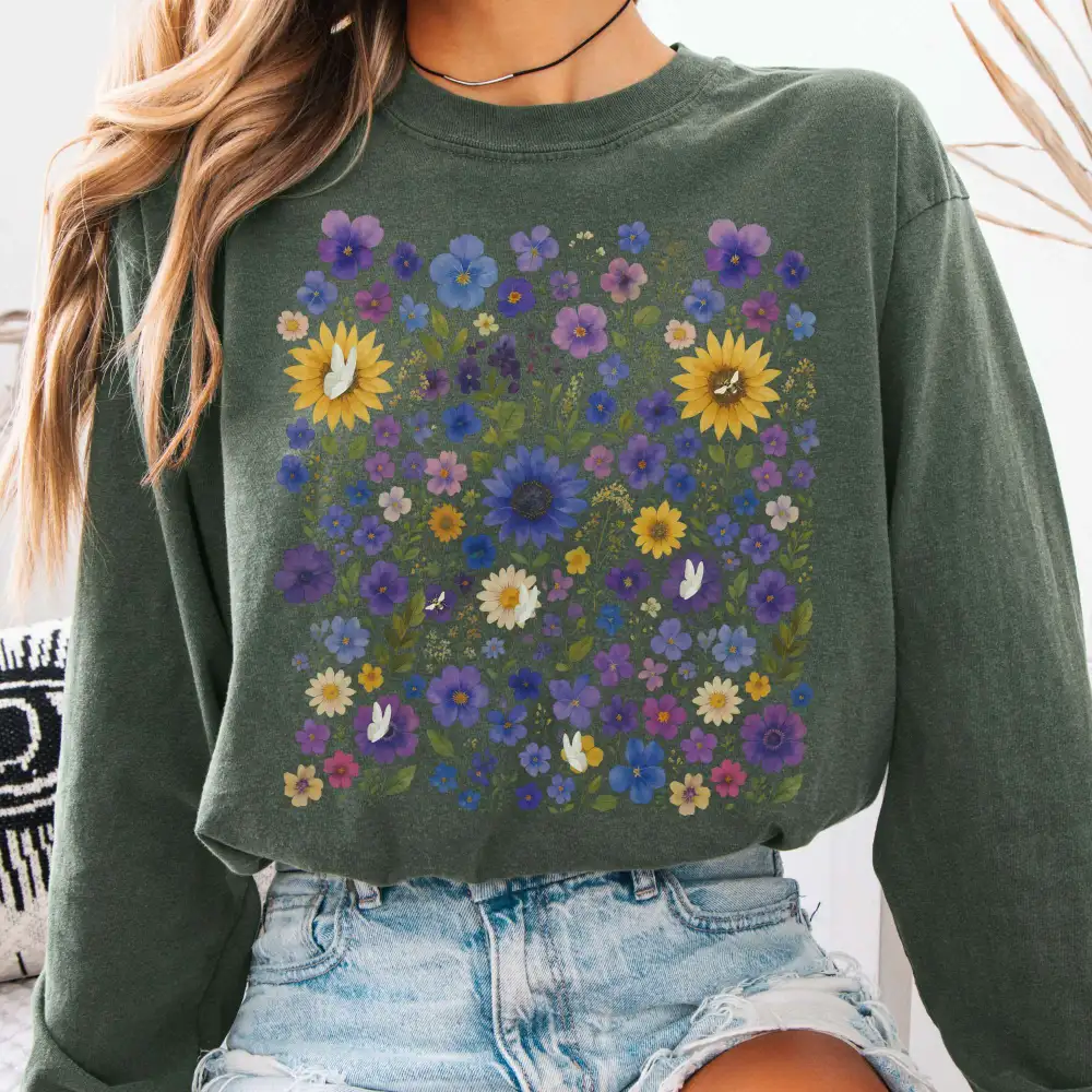 Sunflower Wildflowers Long Sleeve Shirt