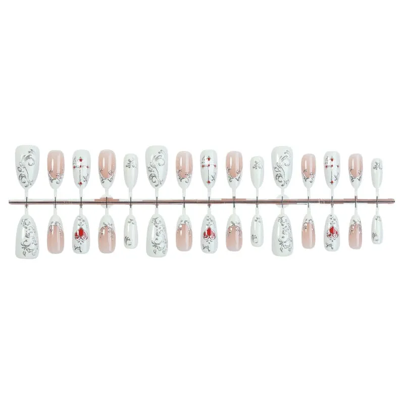 Nailhour 30Pcs Vintage Gilded Medium Almond French Press On Nails