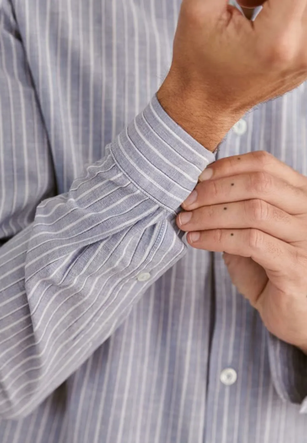 Cotton Linen  Shirt-Blue White Stripes