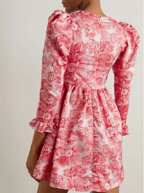 Ruffled Sleeve Floral Dress