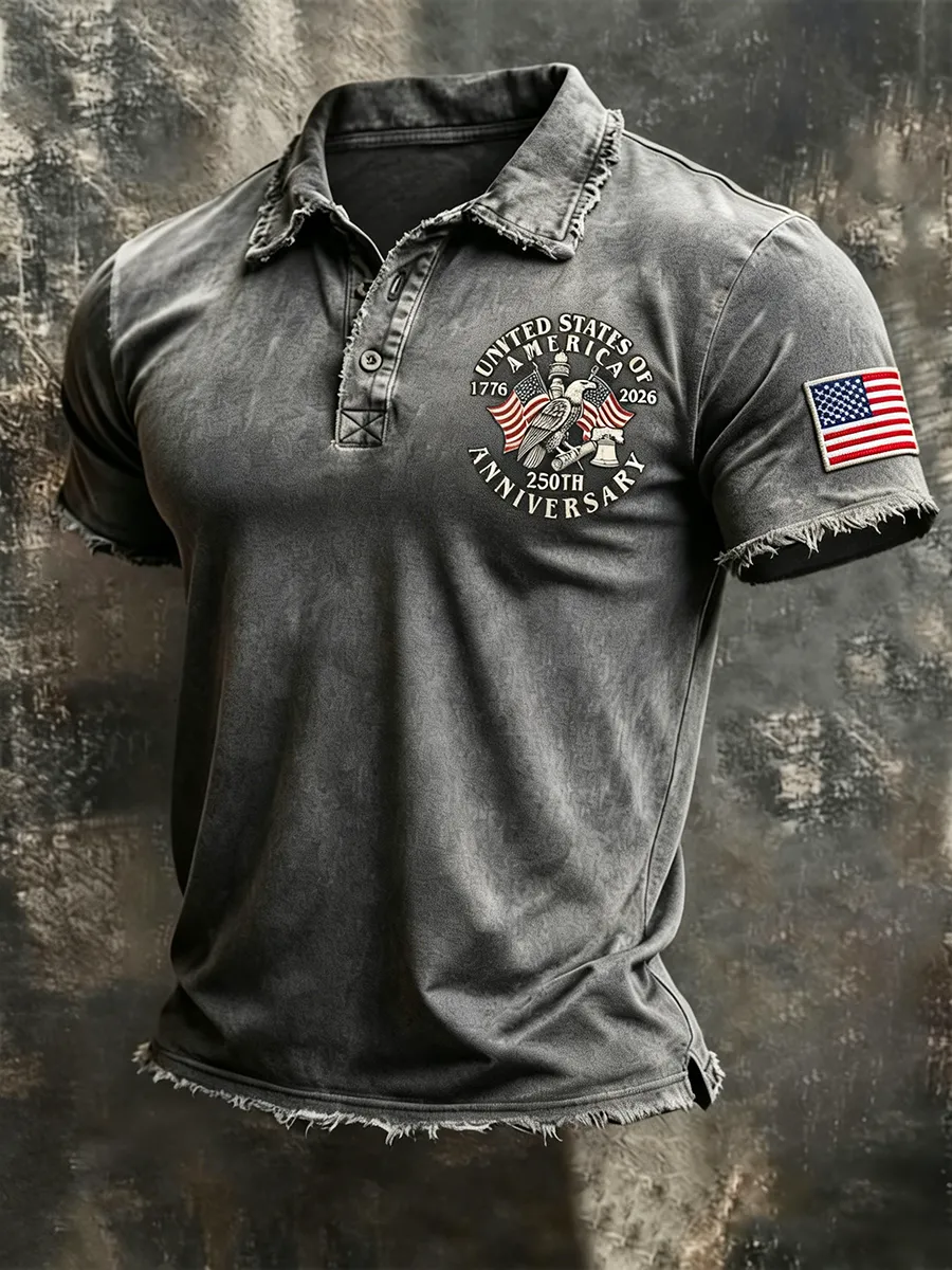Men's Wear USA 250th Anniversary Distressed Polo Shirt