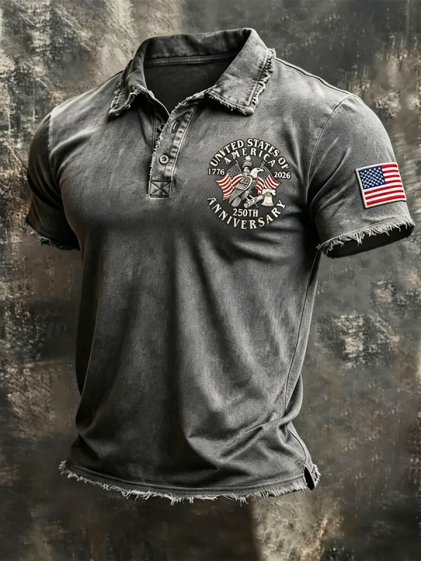 Men's Wear USA 250th Anniversary Distressed Polo Shirt