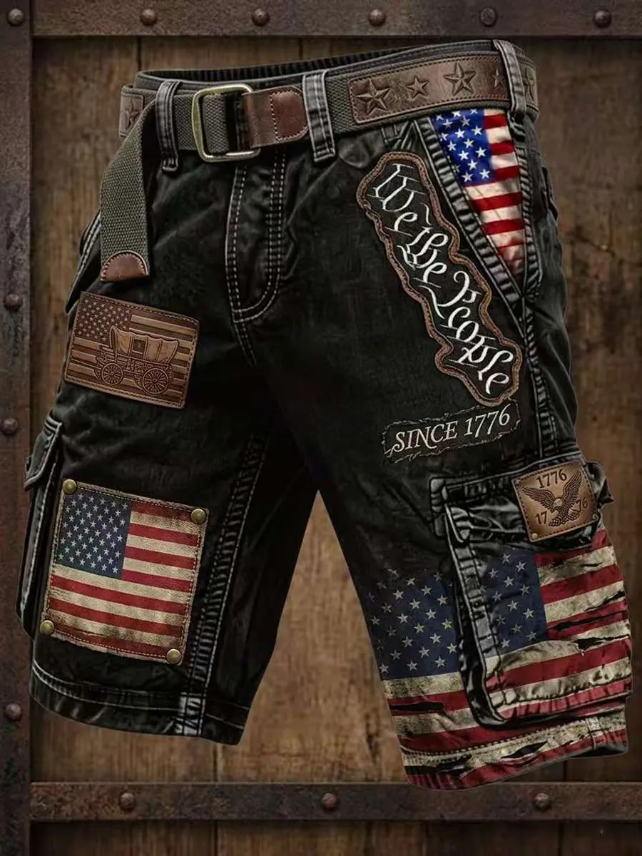 Men'S  Casual American 250Th Anniversary  Cargo Shorts