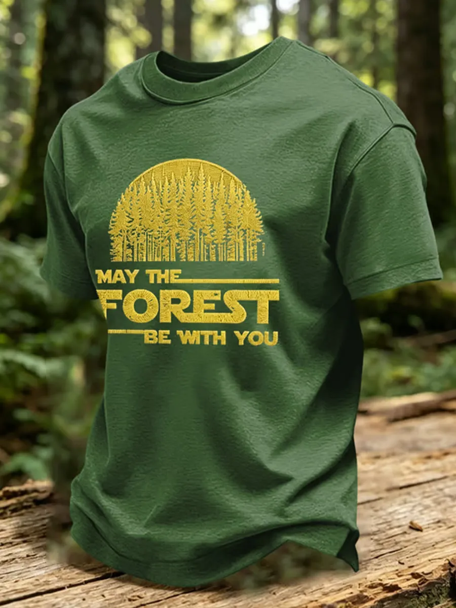 Men's May The Forest Be With You Printed Casual T-Shirt