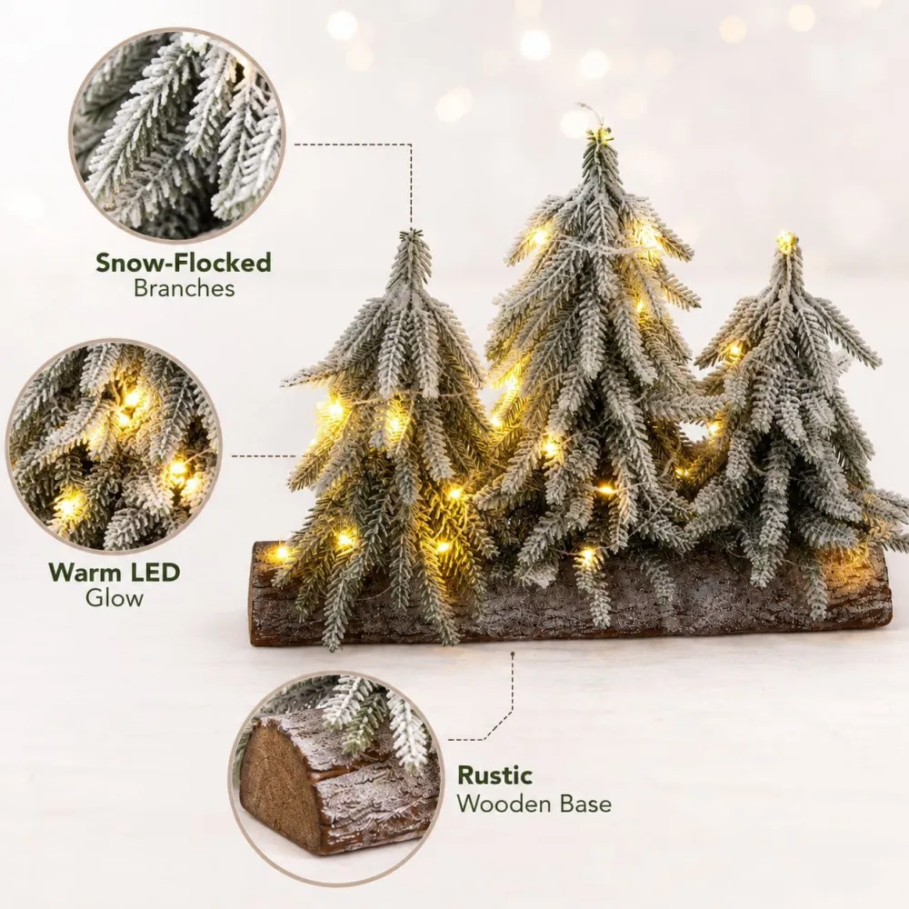 3Pcs Christmas Desktop Snowfall PE Mini Christmas Tree Potted Plant Ornament