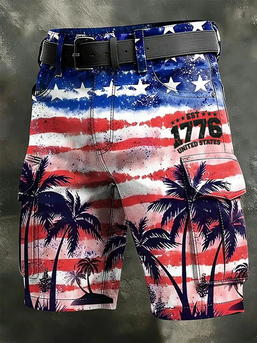Men's 250th Anniversary Commemorative Printed Beach Shorts