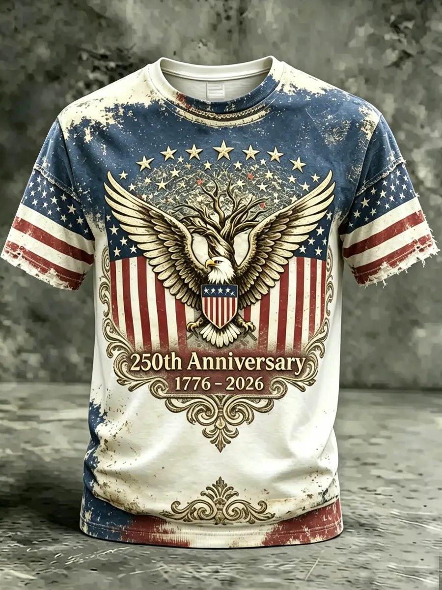 Men'S Casual American 250Th Anniversary Commemorative T-Shirt