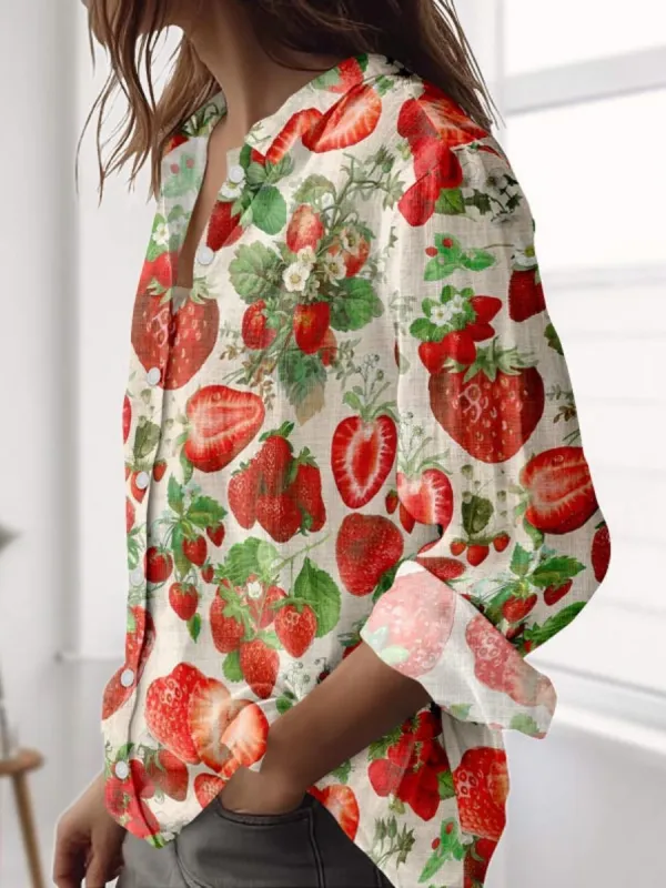 Fruity Strawberry Print Shirt