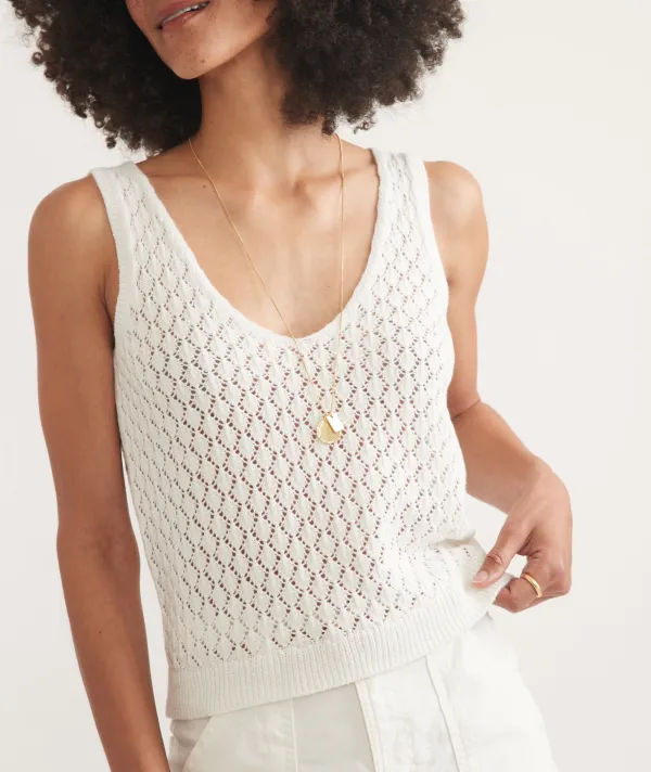 White Linen Knit Sleeveless Garment