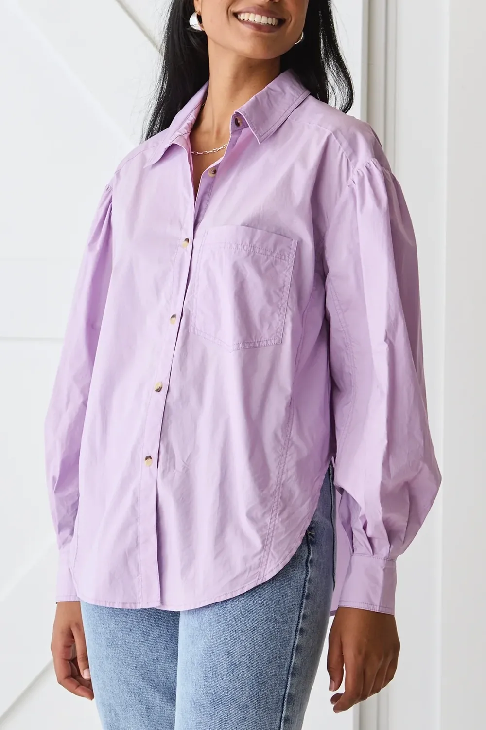Lilac Poplin Drop Shoulder Shirt