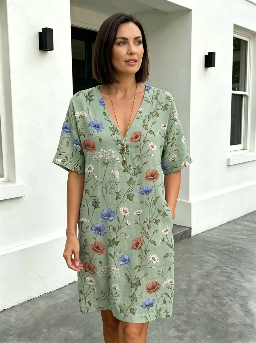 Women's Summer Vacation Wildflower Floral Printed Dress
