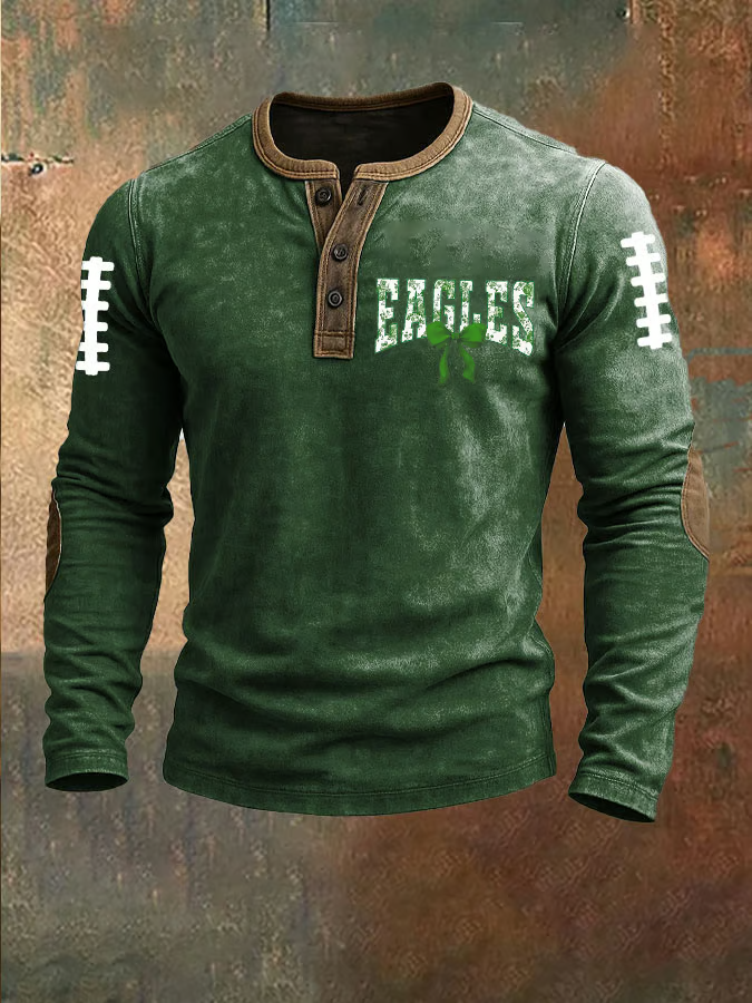 Men's Casual Football Print Long Sleeve T-shirt - zxuanc