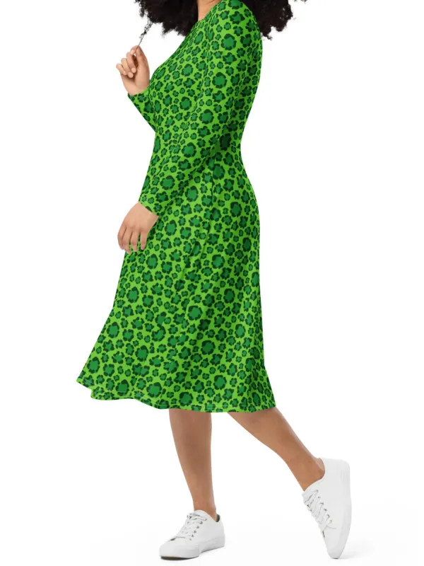 Pocketed Leopard Print Dress