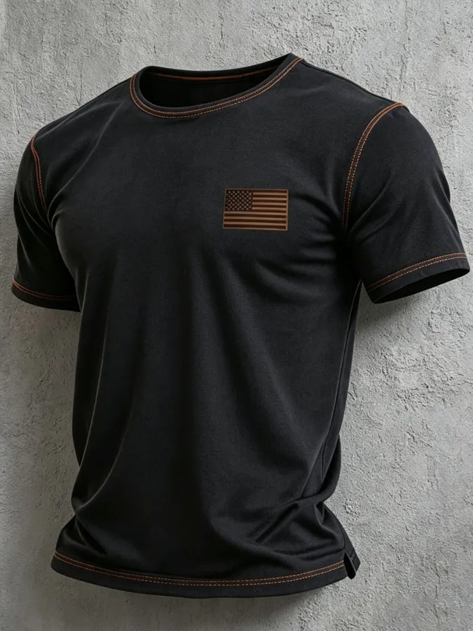 Men's US Flag Printed Casual T-shirt