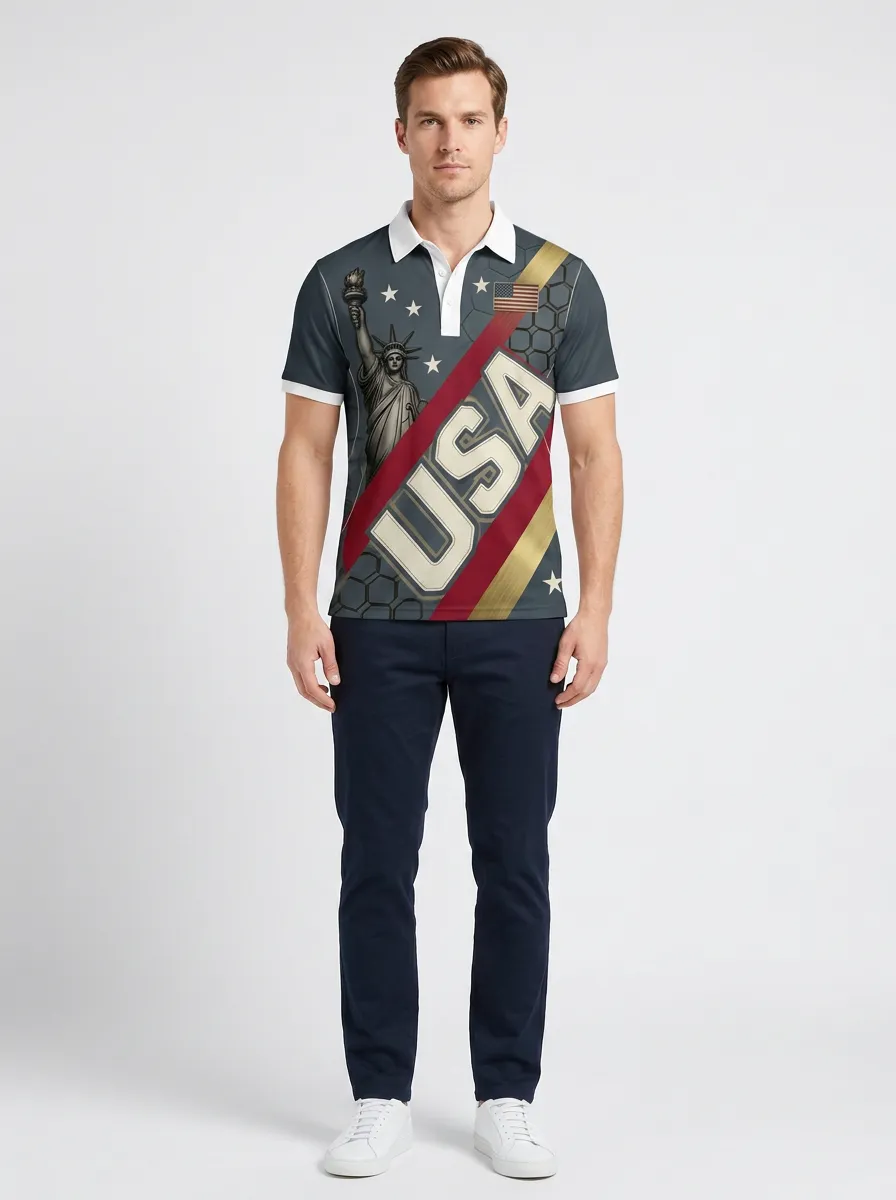 Men's USA Soccer Fan Printed polo shirt